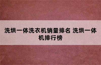 洗烘一体洗衣机销量排名 洗烘一体机排行榜